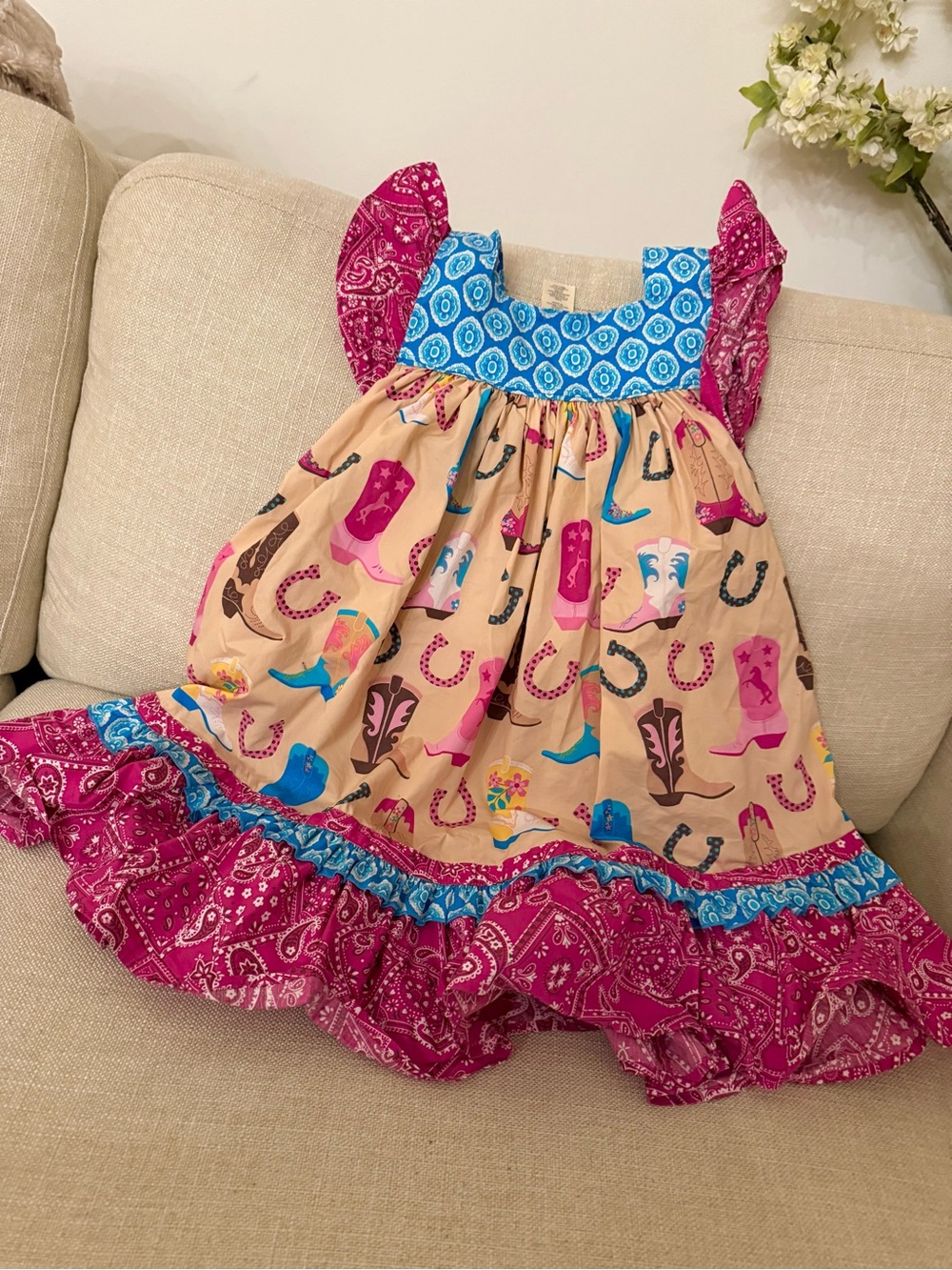 Eleanor Rose Western Boot Print Dress Set! - Picture 2 of 5